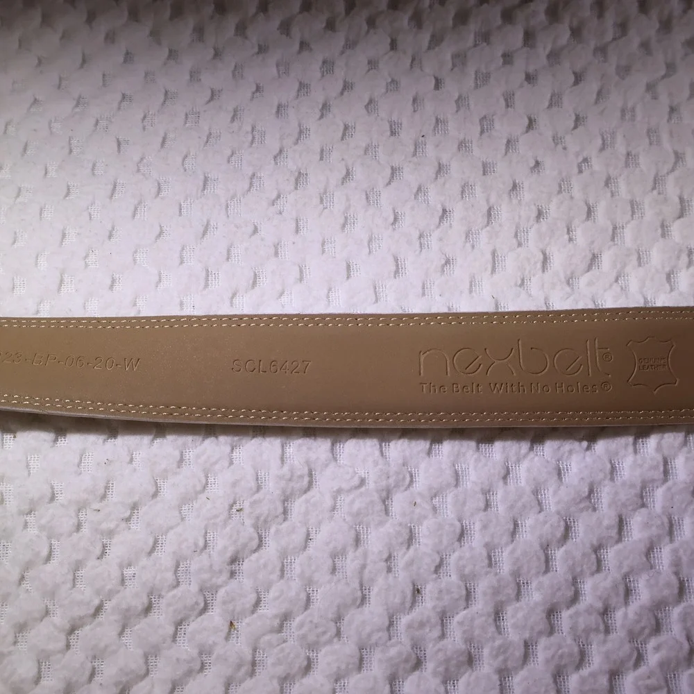 Nexbelt Mens 32 Ratchet Belt White Leather USA Buckle 100-923-BP-06-20-W